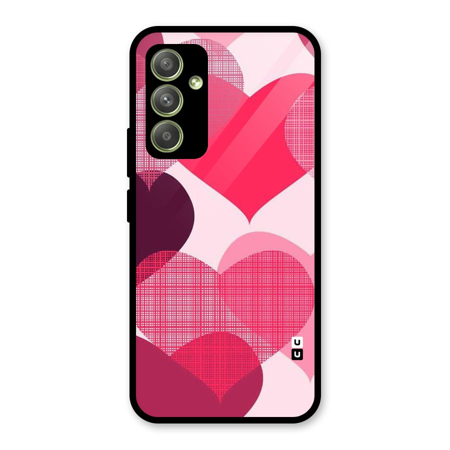 Check Pink Hearts Glass Back Case for Galaxy A54