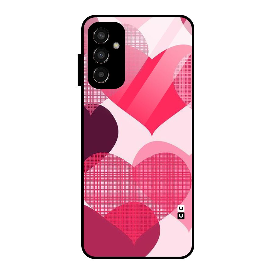 Check Pink Hearts Glass Back Case for Galaxy F13