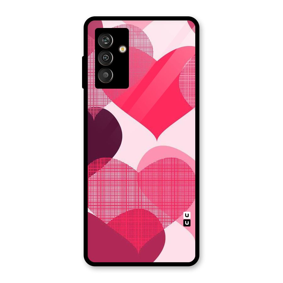 Check Pink Hearts Glass Back Case for Galaxy M13