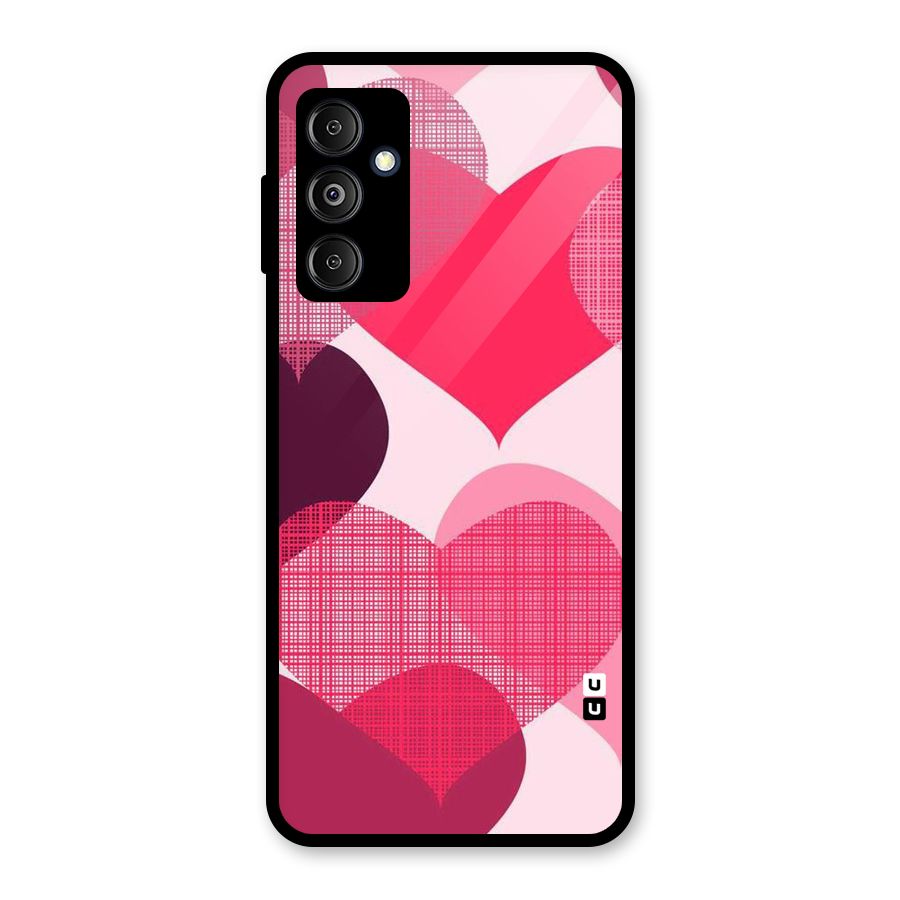 Check Pink Hearts Glass Back Case for Galaxy M14 5G