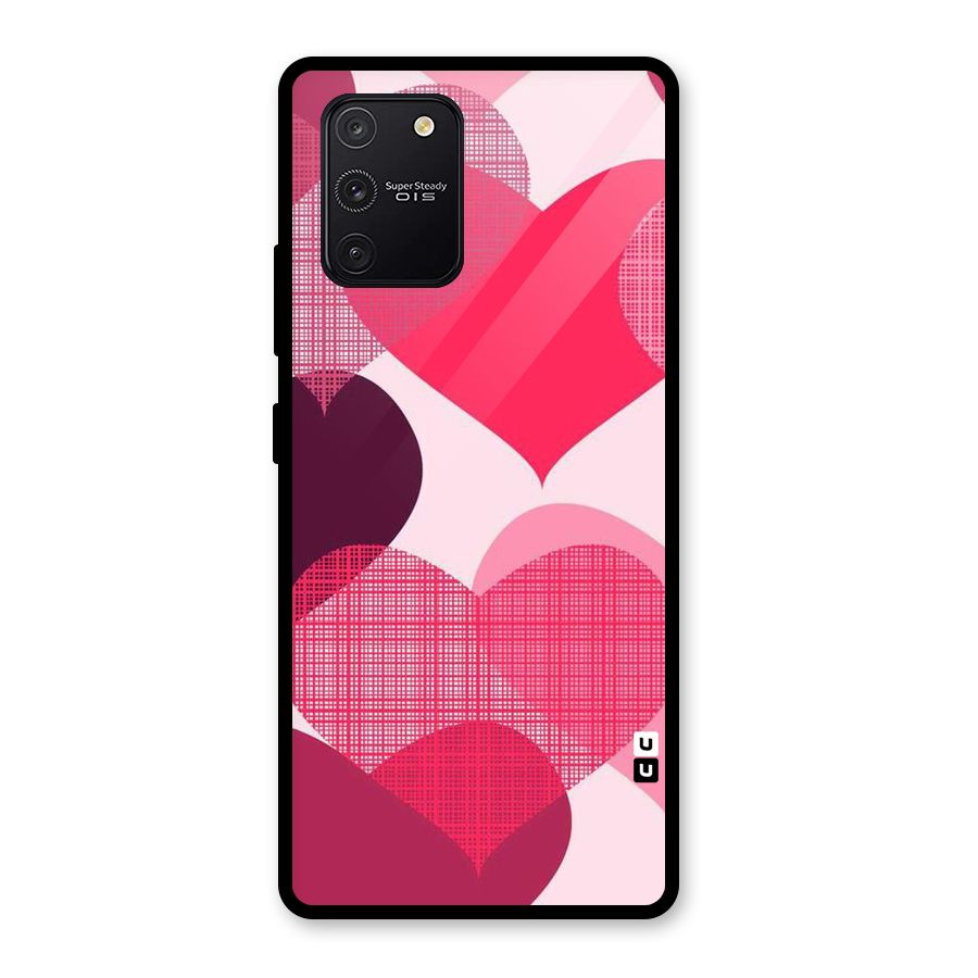Check Pink Hearts Glass Back Case for Galaxy S10 Lite