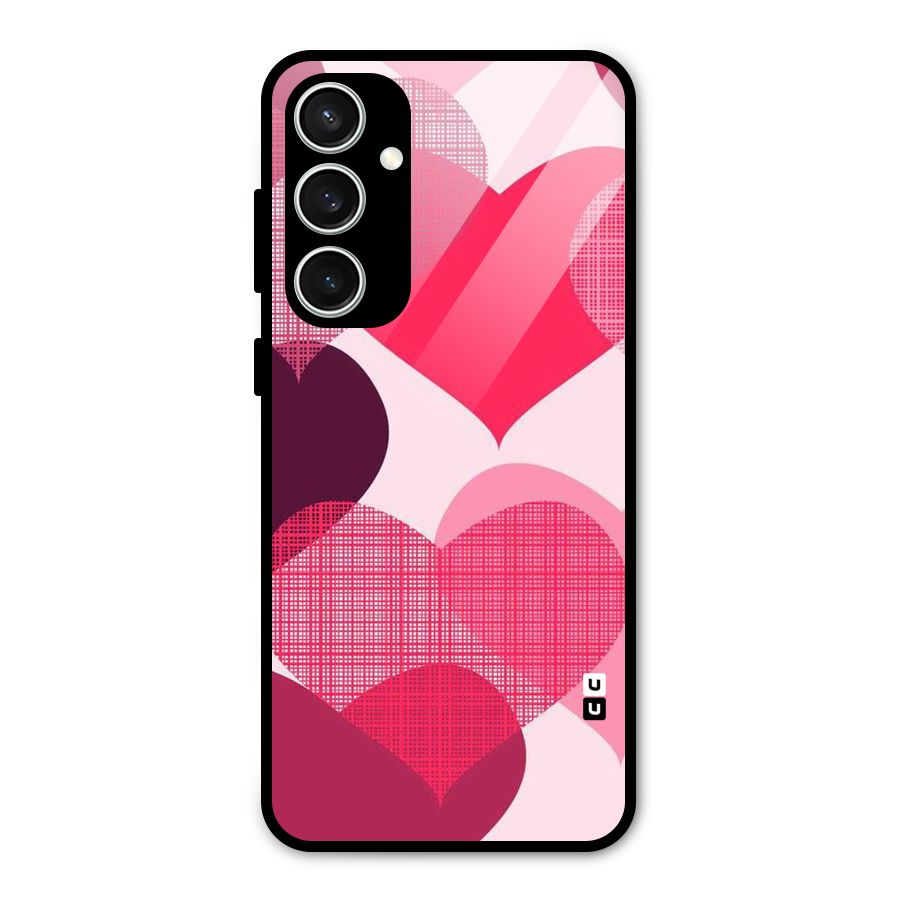 Check Pink Hearts Glass Back Case for Galaxy S23 FE