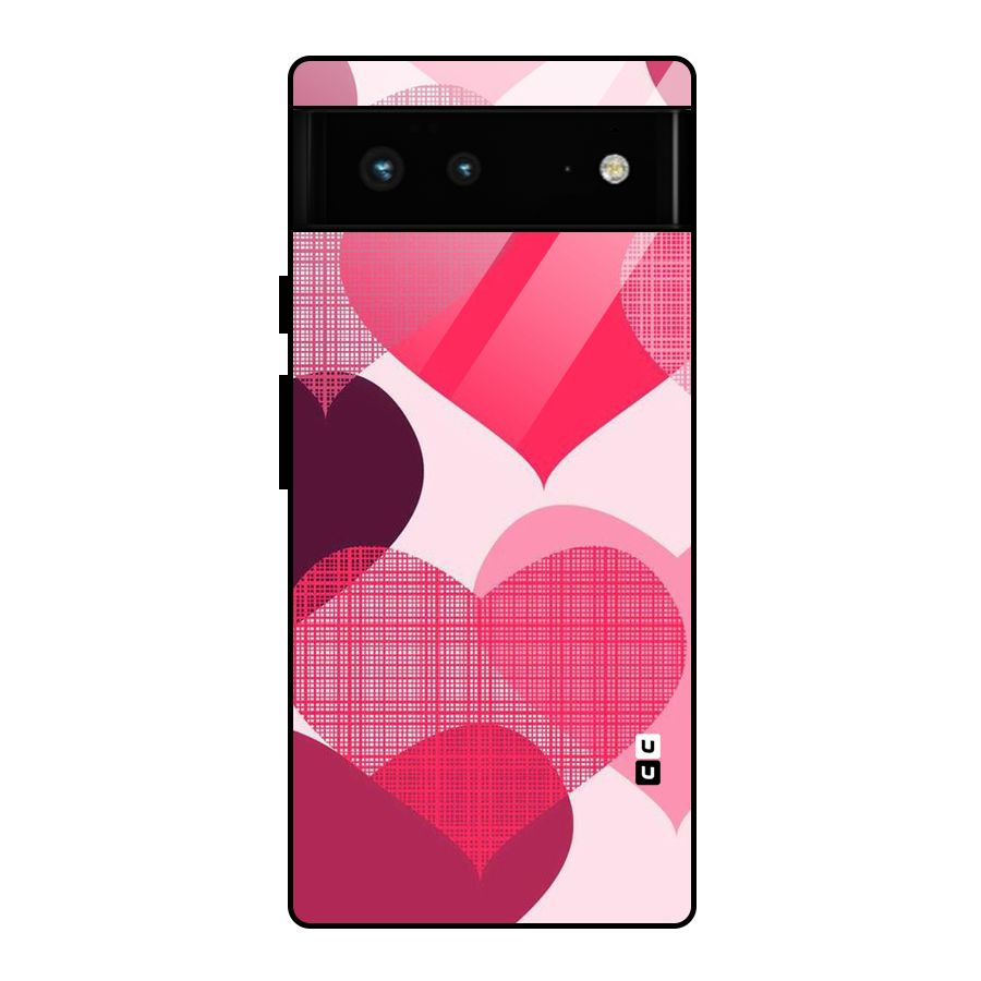 Check Pink Hearts Glass Back Case for Google Pixel 6