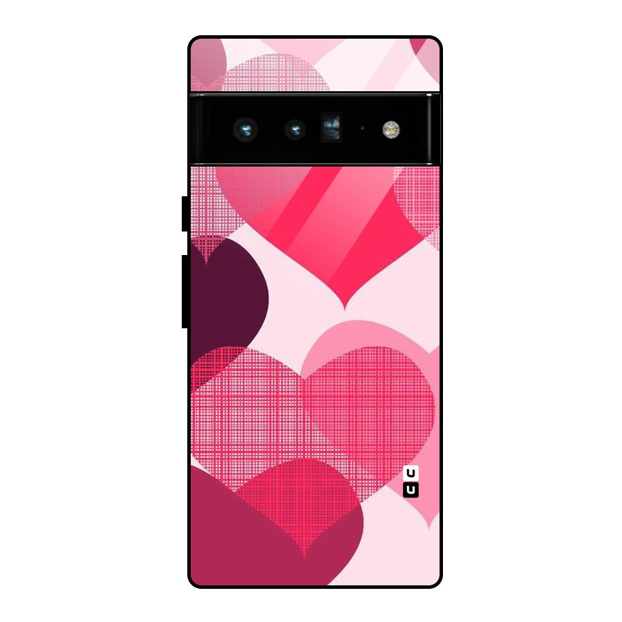 Check Pink Hearts Glass Back Case for Google Pixel 6 Pro