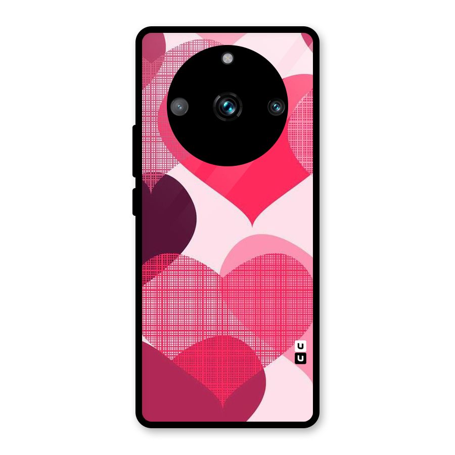 Check Pink Hearts Glass Back Case for Realme 11 Pro Plus
