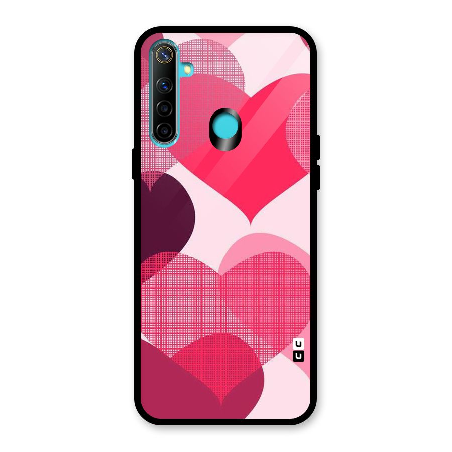 Check Pink Hearts Glass Back Case for Realme 5i