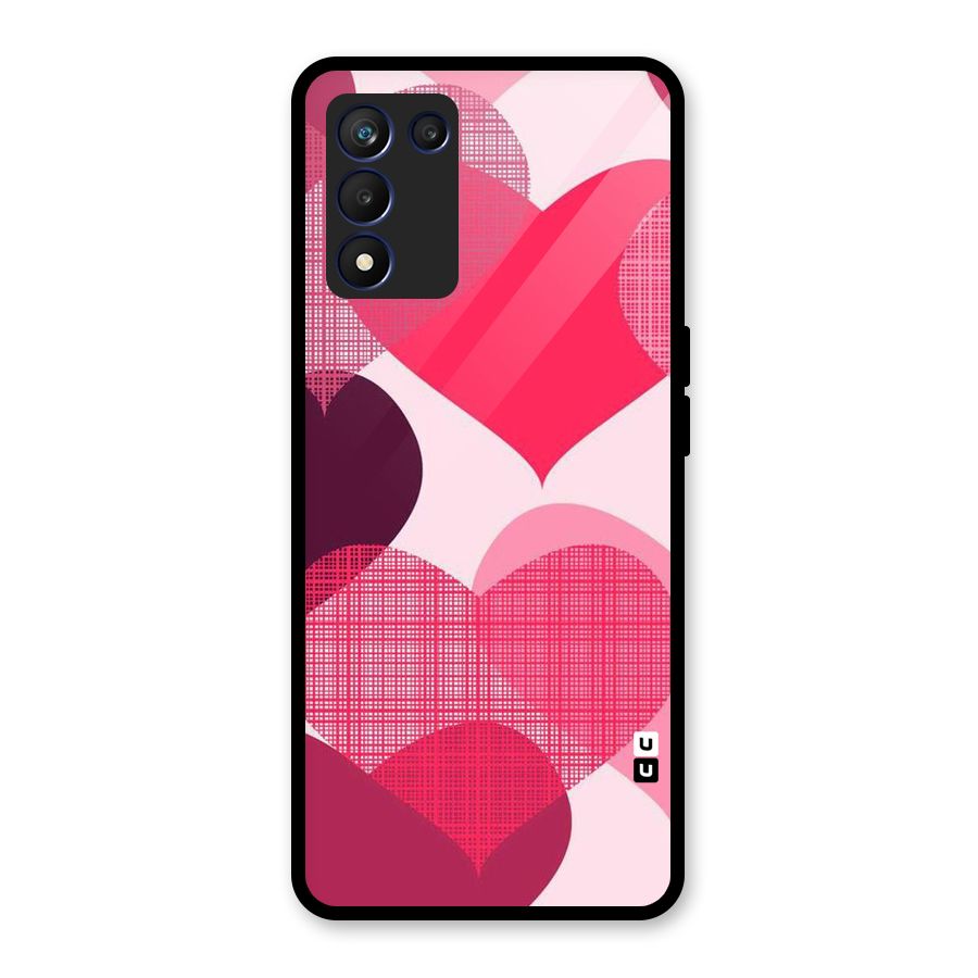 Check Pink Hearts Glass Back Case for Realme 9 5G Speed