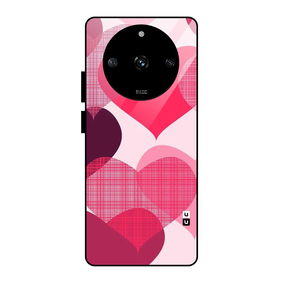Check Pink Hearts Glass Back Case for Realme Narzo 60 5G