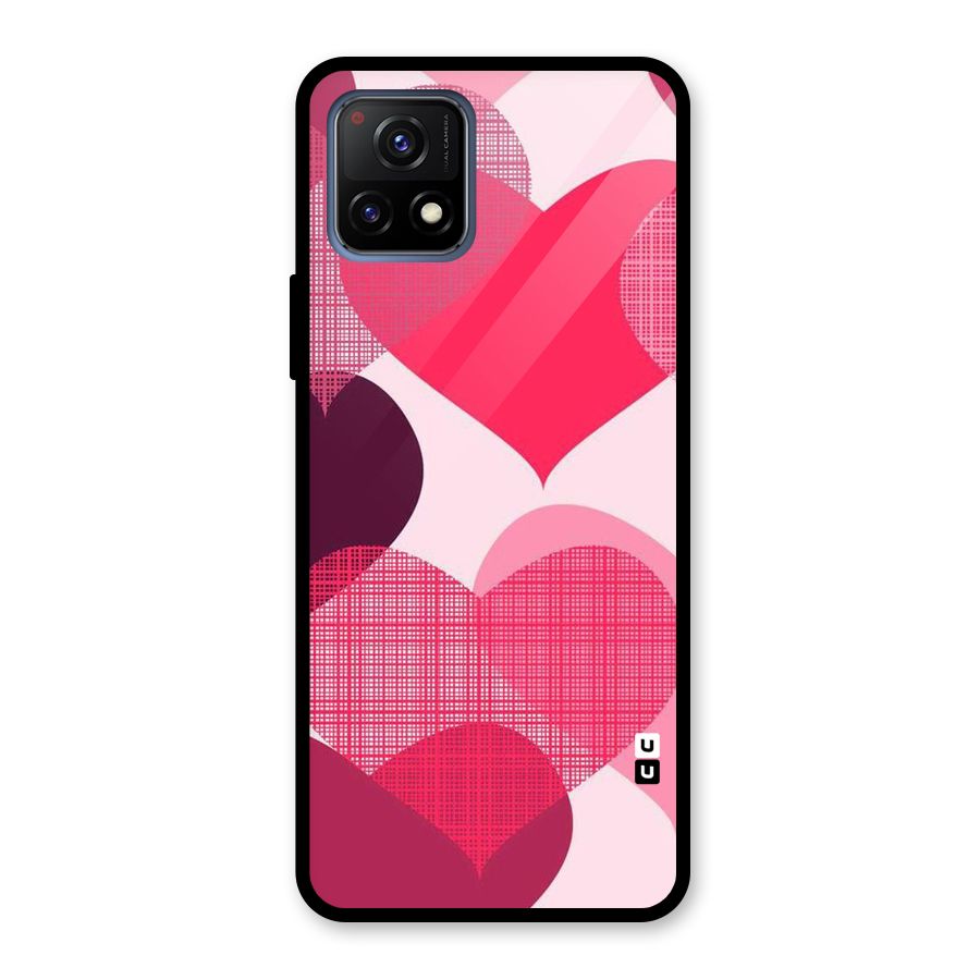 Check Pink Hearts Glass Back Case for Vivo Y72 5G