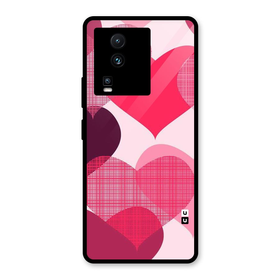 Check Pink Hearts Glass Back Case for Vivo iQOO Neo 7 Pro