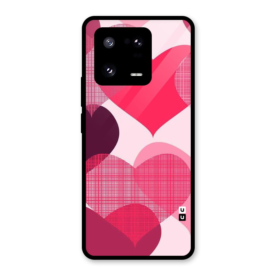 Check Pink Hearts Glass Back Case for Xiaomi 13 Pro