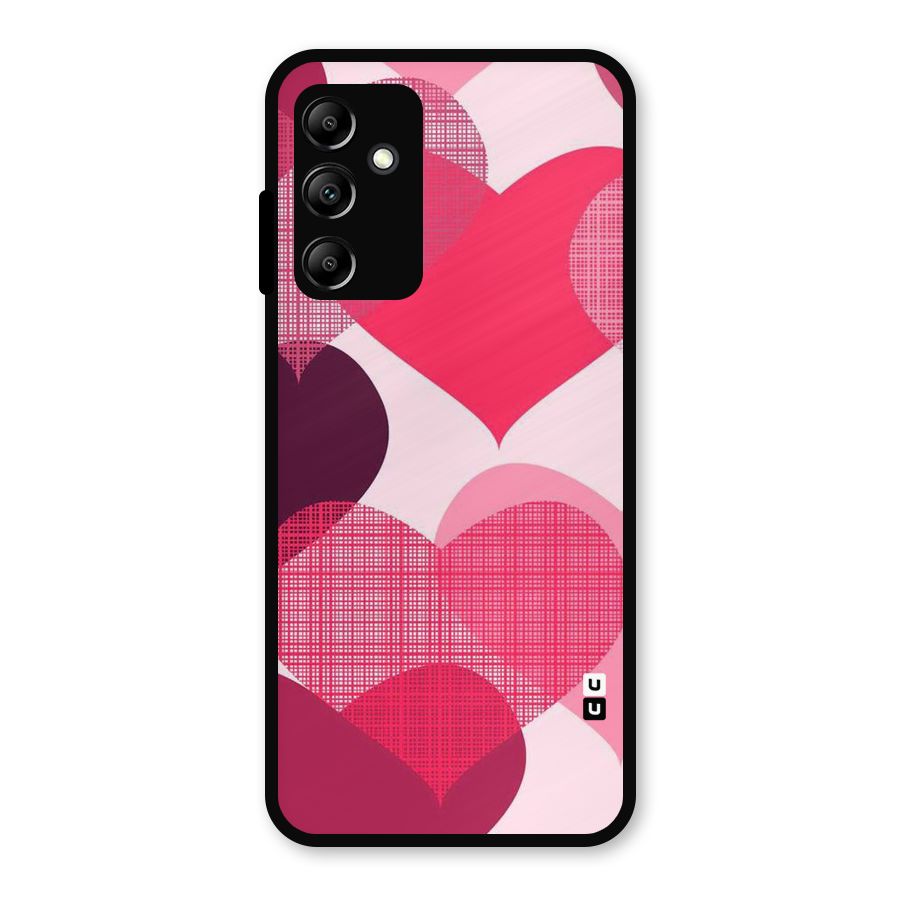 Check Pink Hearts Metal Back Case for Galaxy A14 5G
