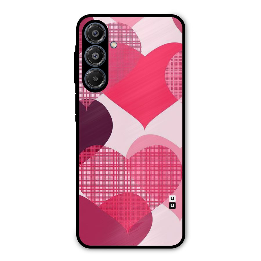 Check Pink Hearts Metal Back Case for Galaxy A16 5G