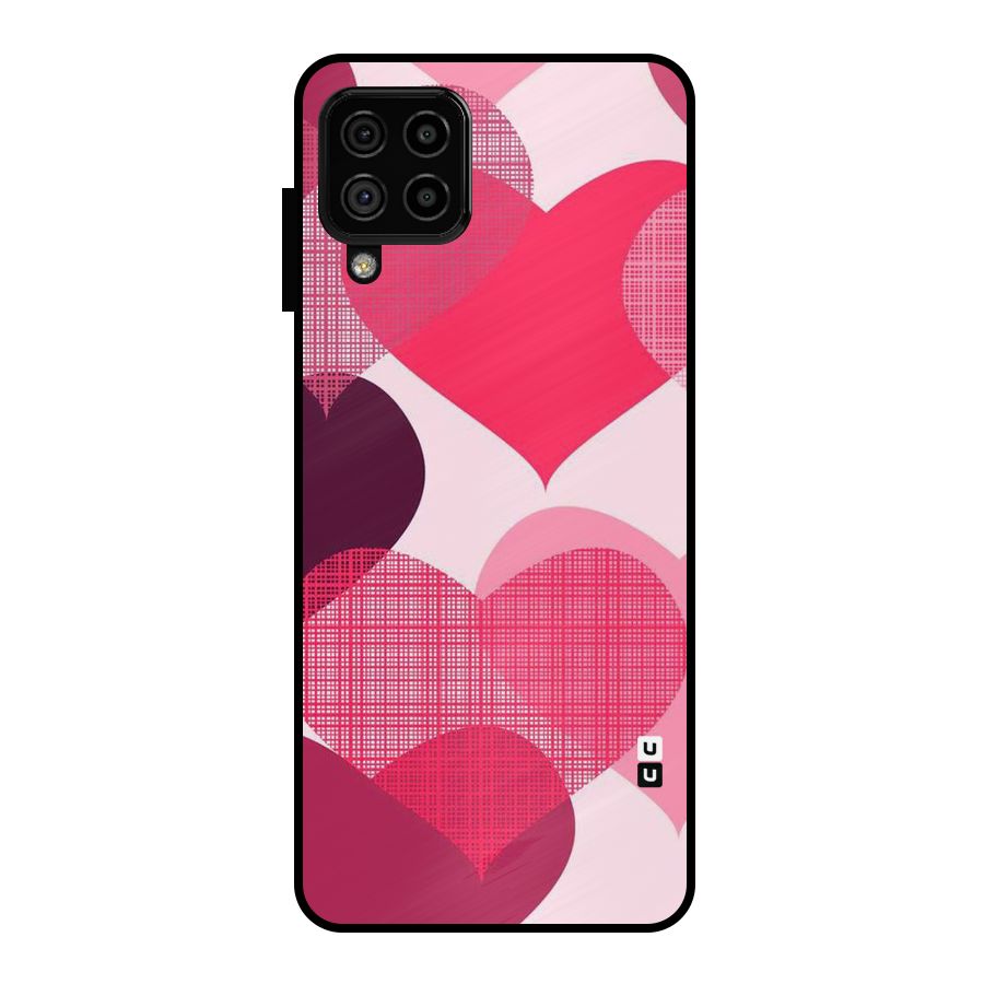 Check Pink Hearts Metal Back Case for Galaxy A22 4G