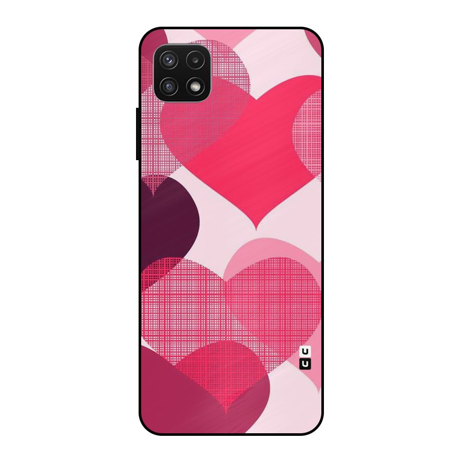 Check Pink Hearts Metal Back Case for Galaxy A22 5G