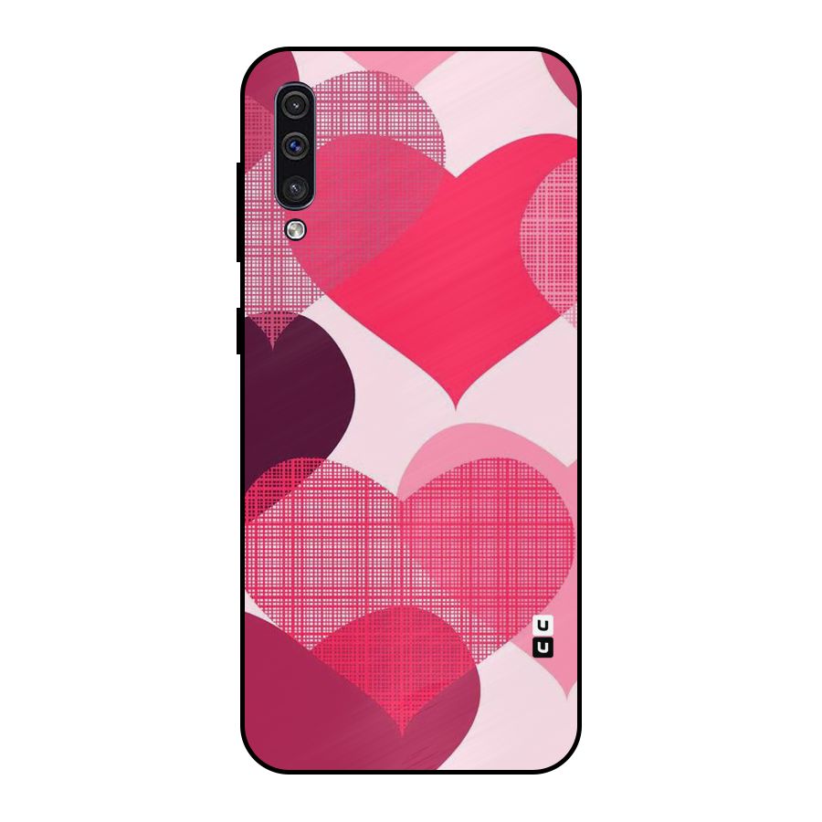Check Pink Hearts Metal Back Case for Galaxy A30s