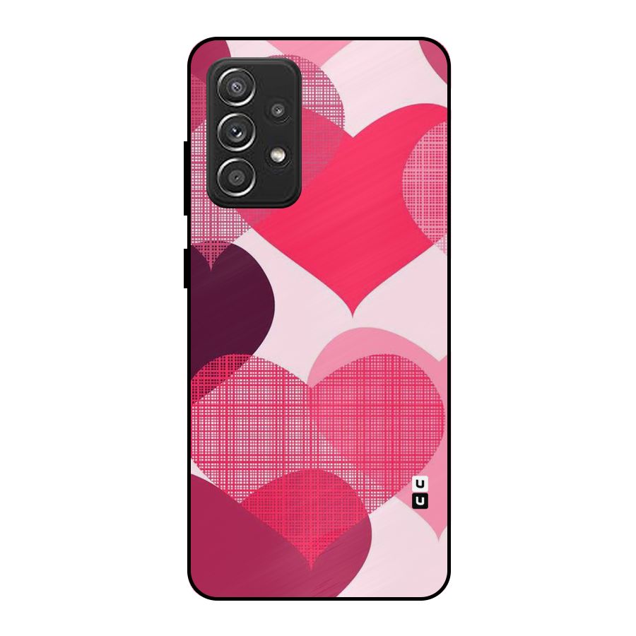 Check Pink Hearts Metal Back Case for Galaxy A52s 5G