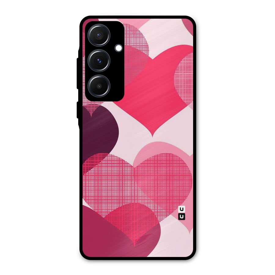 Check Pink Hearts Metal Back Case for Galaxy A55