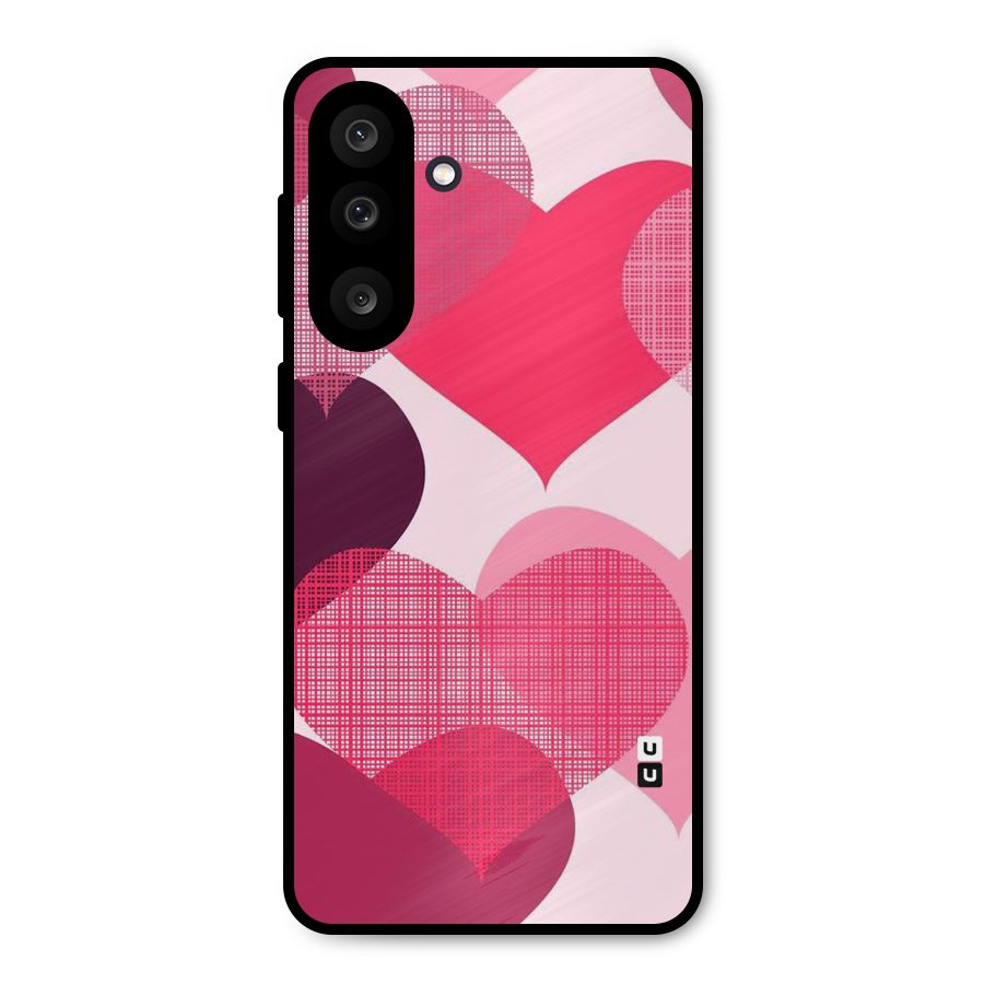 Check Pink Hearts Metal Back Case for Galaxy F56