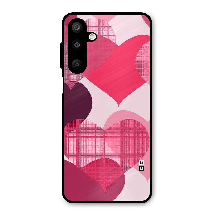 Check Pink Hearts Metal Back Case for Galaxy M16