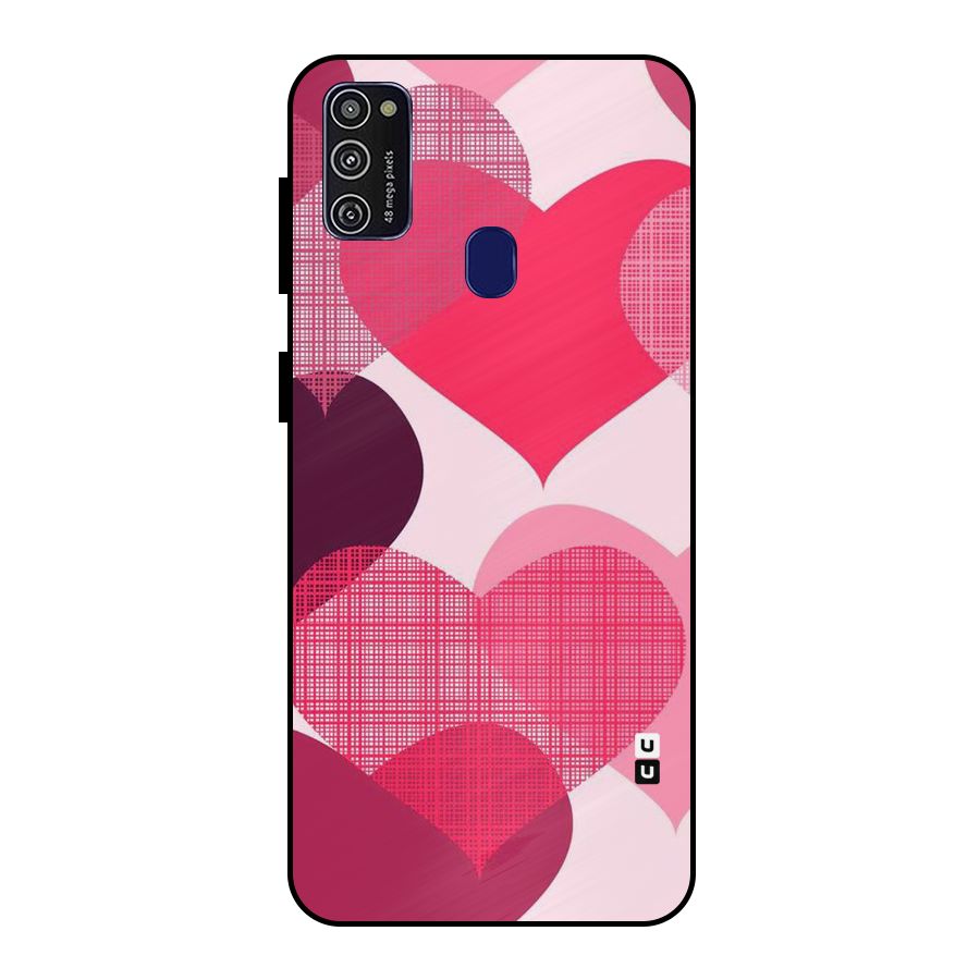 Check Pink Hearts Metal Back Case for Galaxy M21