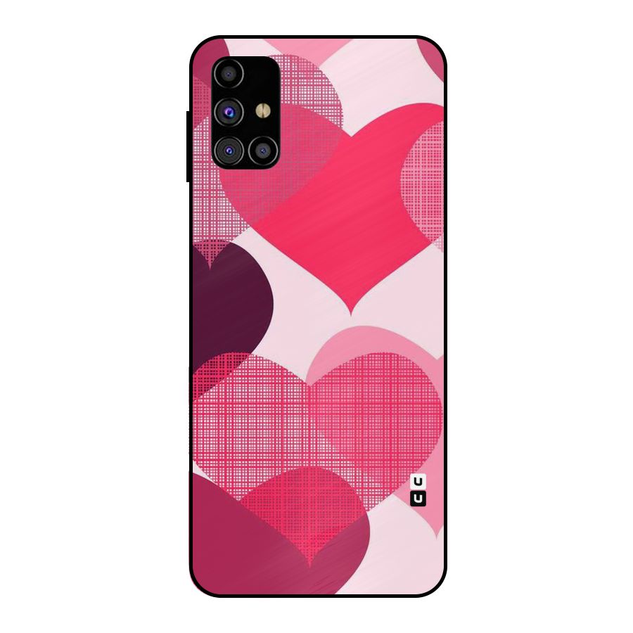 Check Pink Hearts Metal Back Case for Galaxy M31s