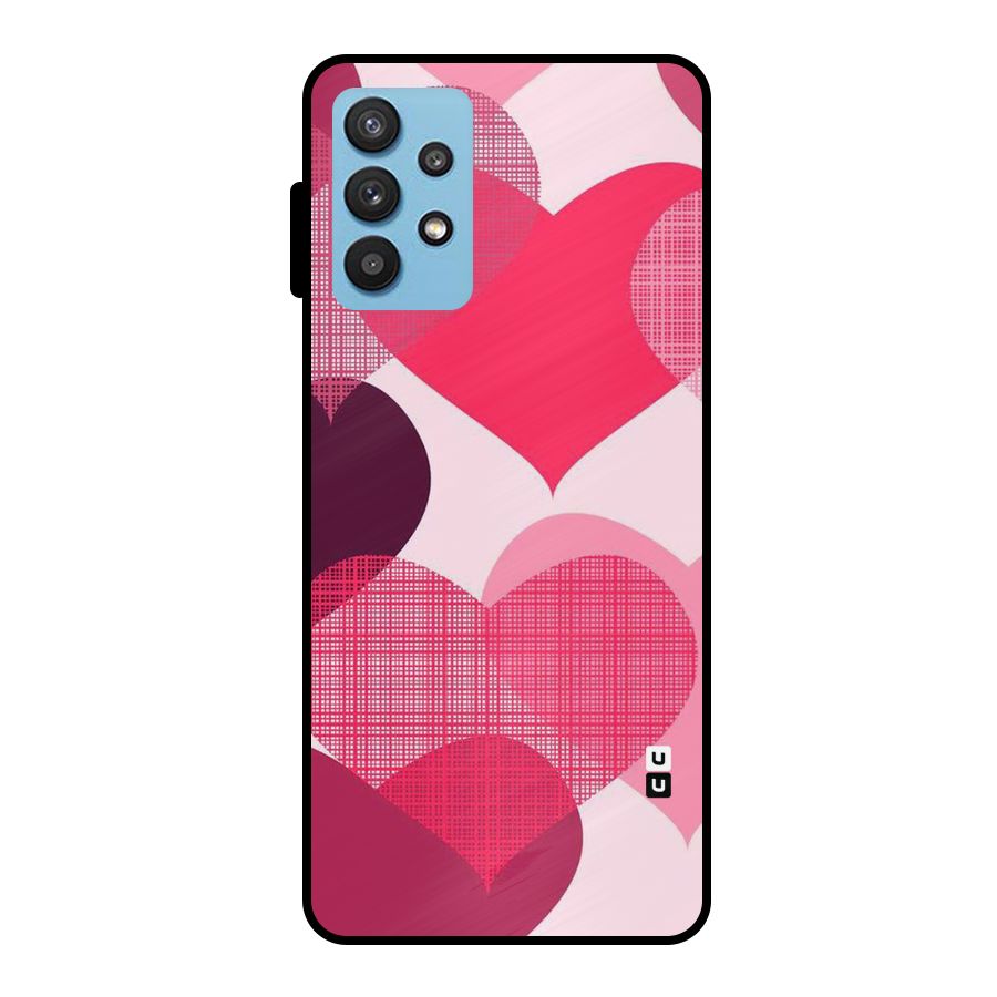 Check Pink Hearts Metal Back Case for Galaxy M32 5G