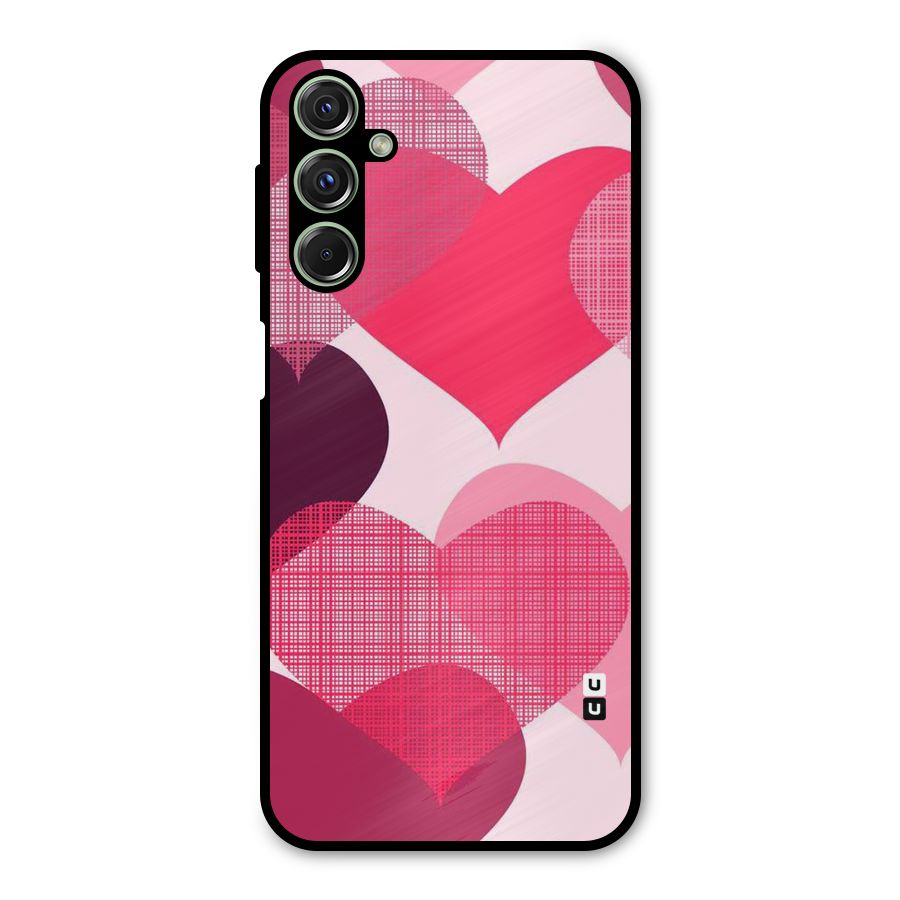 Check Pink Hearts Metal Back Case for Galaxy M34