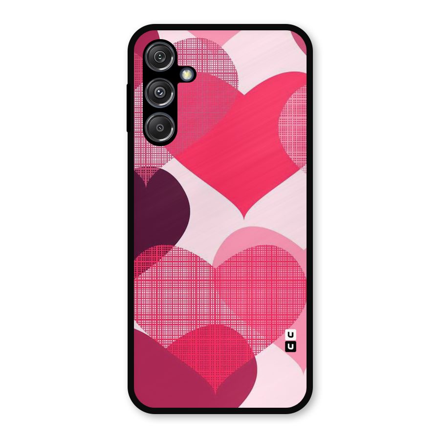 Check Pink Hearts Metal Back Case for Galaxy M34 5G