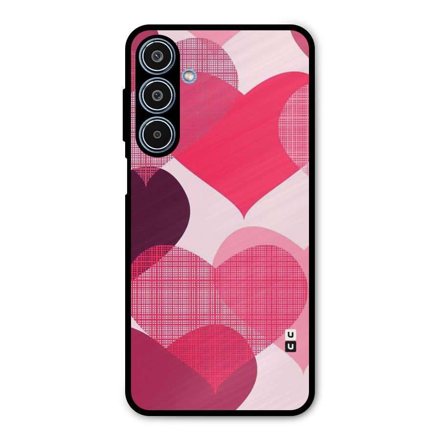 Check Pink Hearts Metal Back Case for Galaxy M35