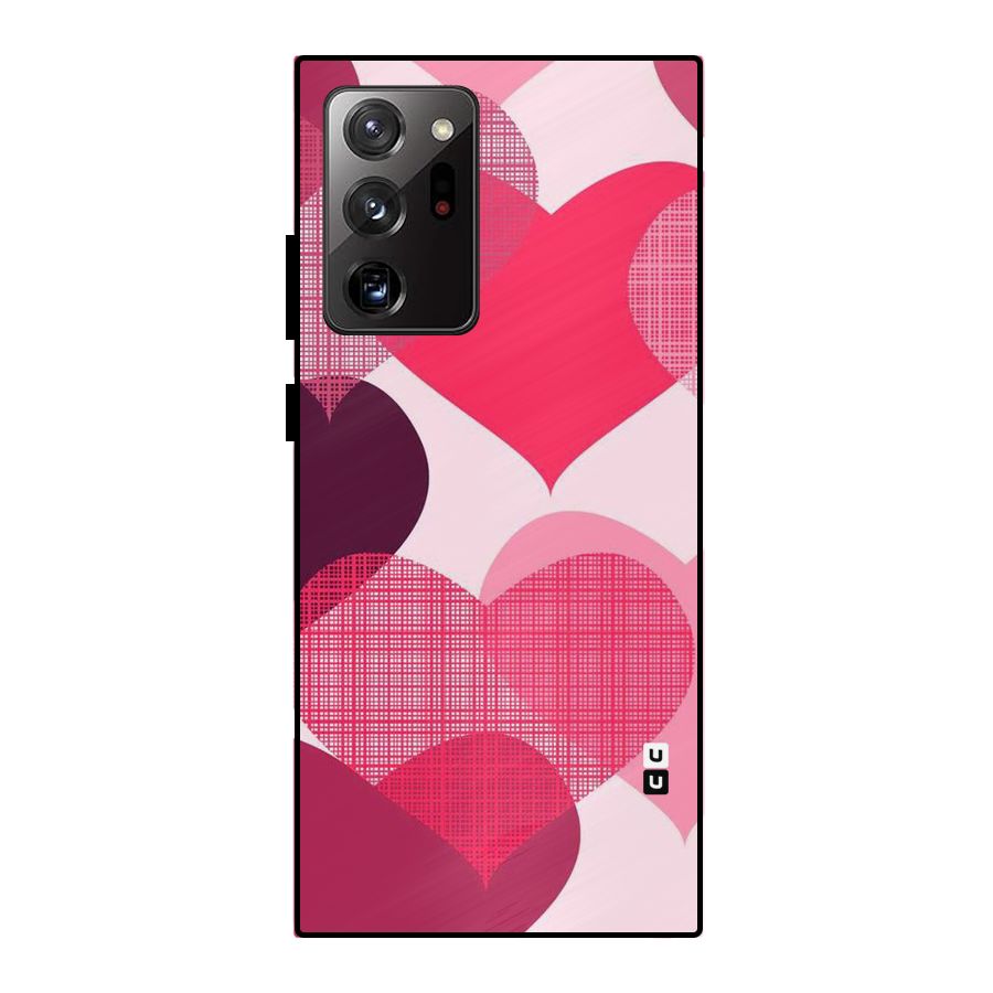 Check Pink Hearts Metal Back Case for Galaxy Note 20 Ultra