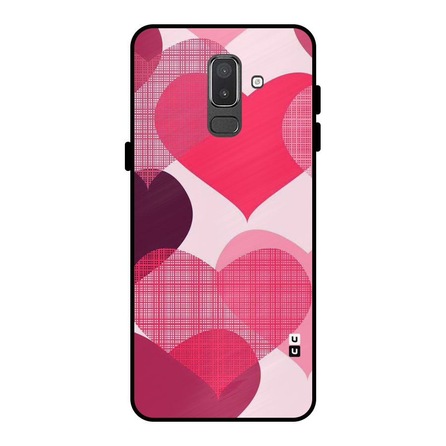 Check Pink Hearts Metal Back Case for Galaxy On8 (2018)