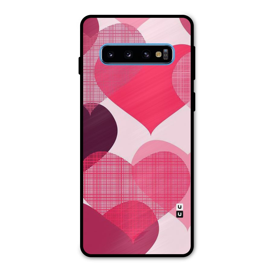Check Pink Hearts Metal Back Case for Galaxy S10