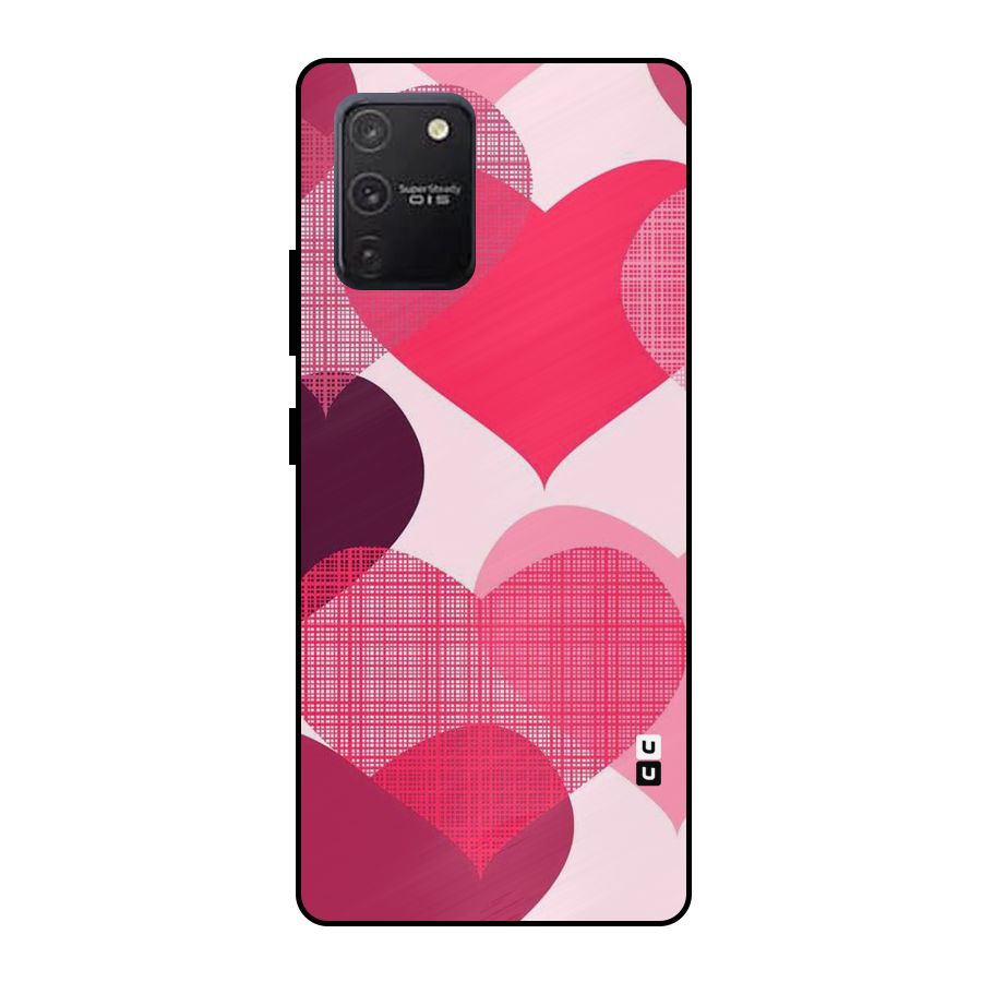 Check Pink Hearts Metal Back Case for Galaxy S10 Lite