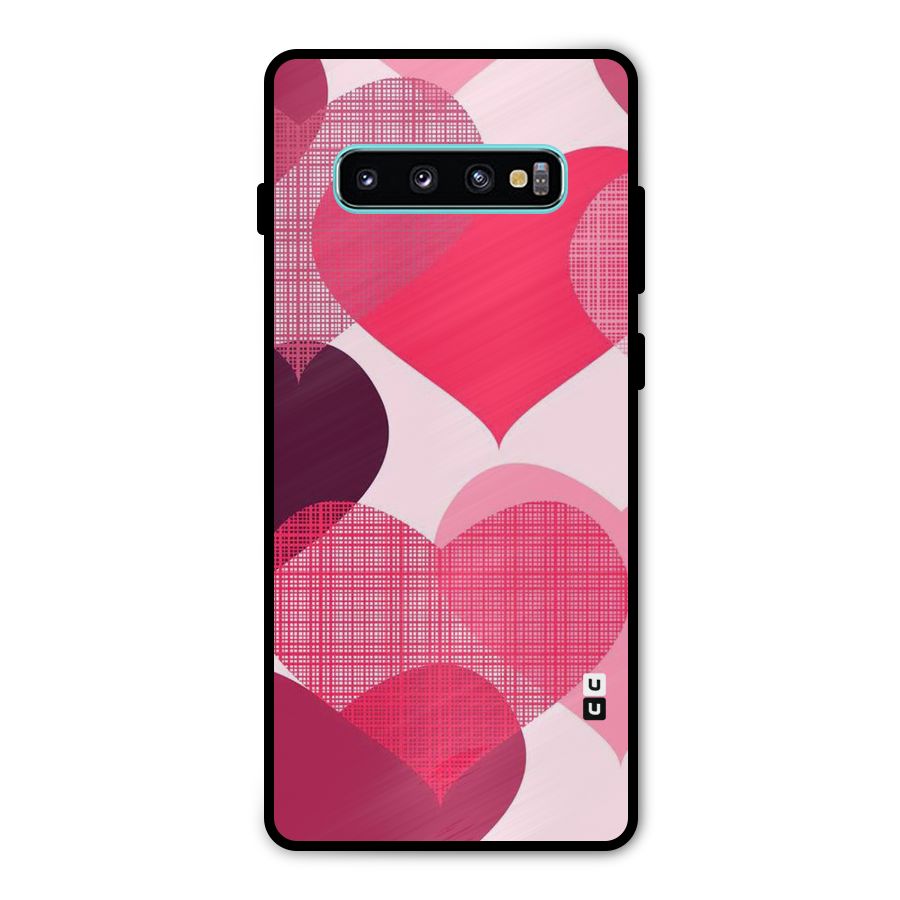 Check Pink Hearts Metal Back Case for Galaxy S10 Plus