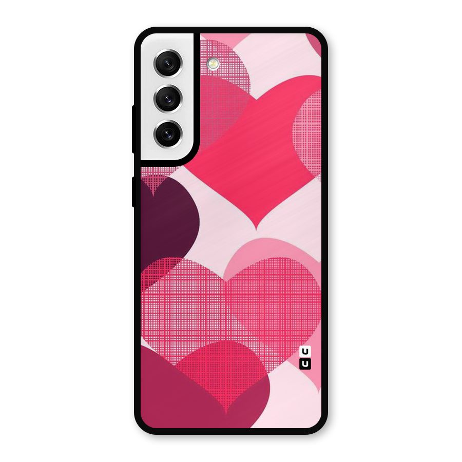 Check Pink Hearts Metal Back Case for Galaxy S21 FE 5G