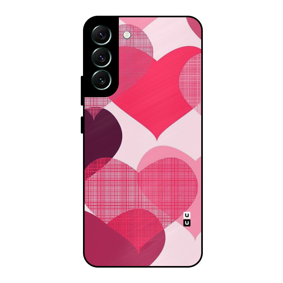 Check Pink Hearts Metal Back Case for Galaxy S22 Plus 5G