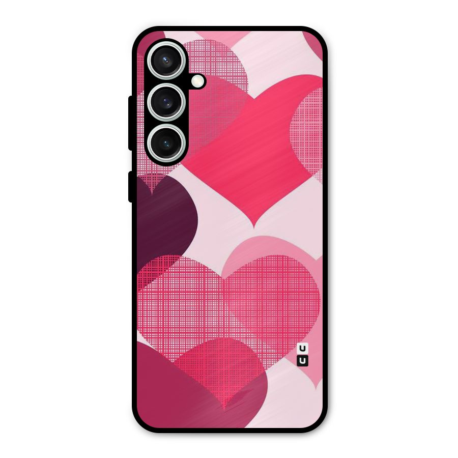 Check Pink Hearts Metal Back Case for Galaxy S23 FE