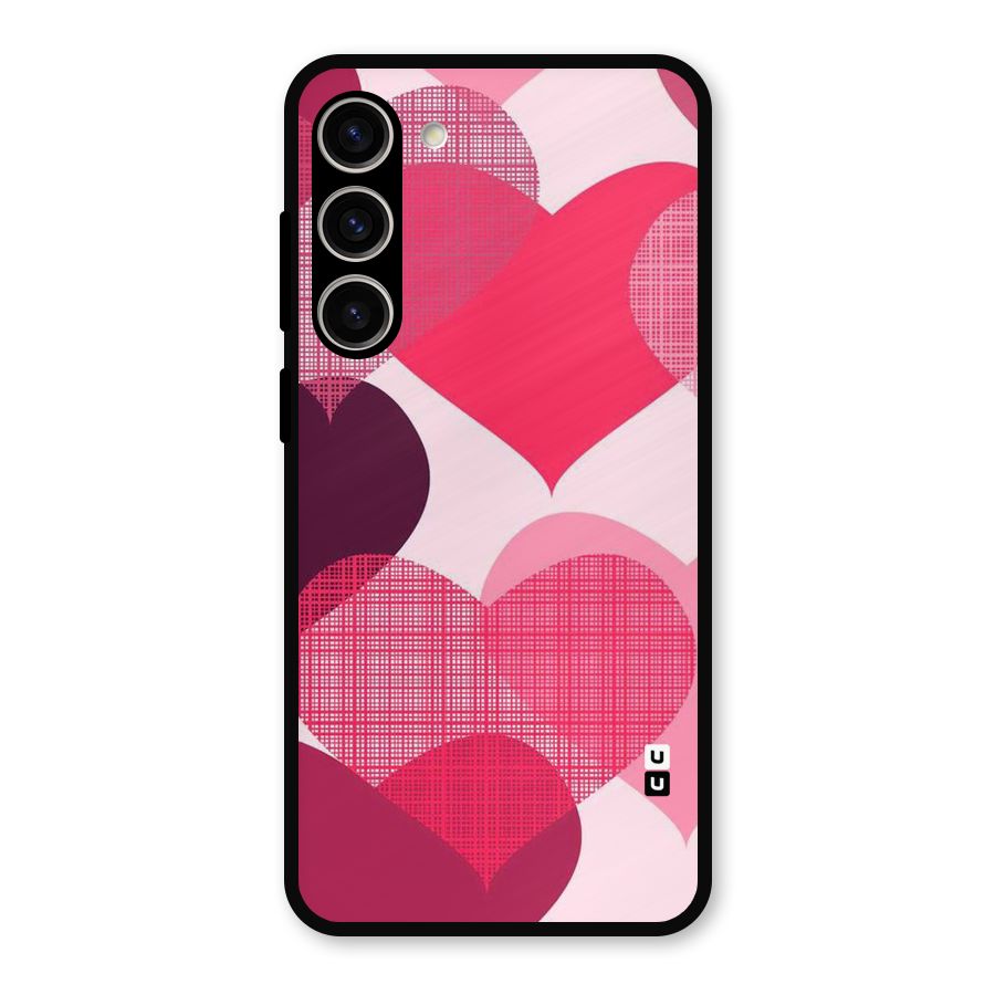 Check Pink Hearts Metal Back Case for Galaxy S23 Plus