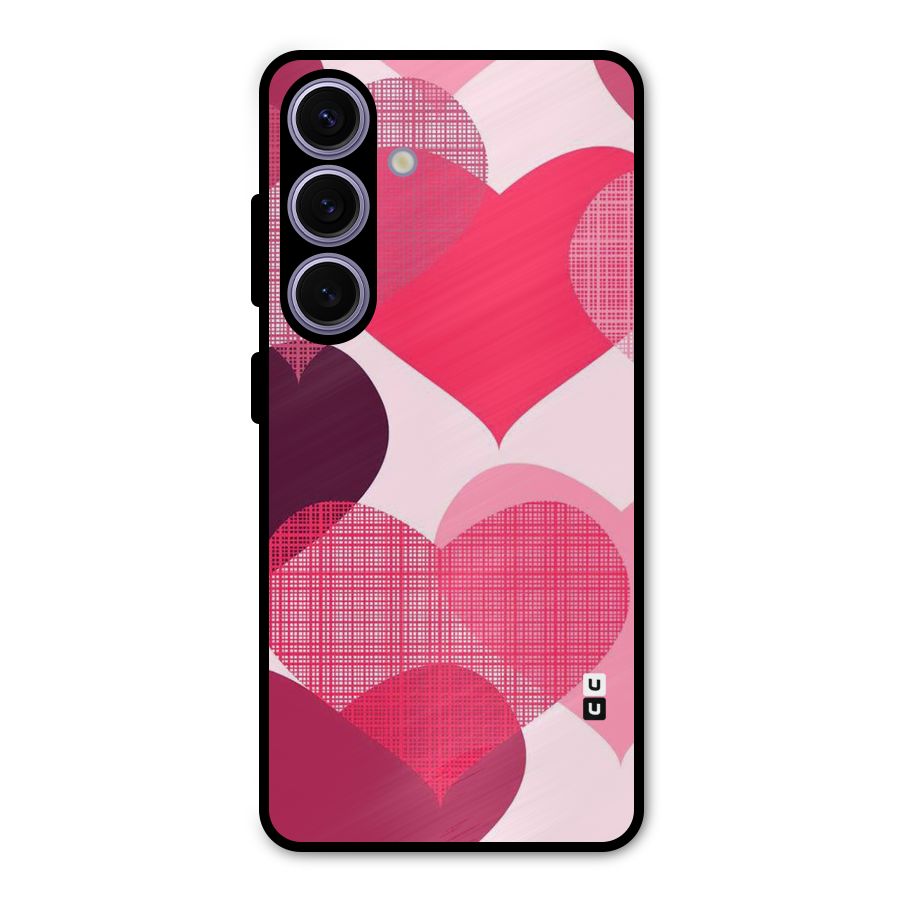 Check Pink Hearts Metal Back Case for Galaxy S24