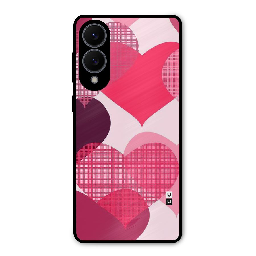 Check Pink Hearts Metal Back Case for Galaxy S25 Edge