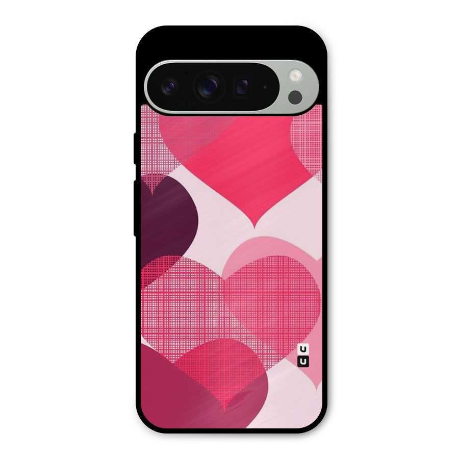Check Pink Hearts Metal Back Case for Google Pixel 9 Pro XL
