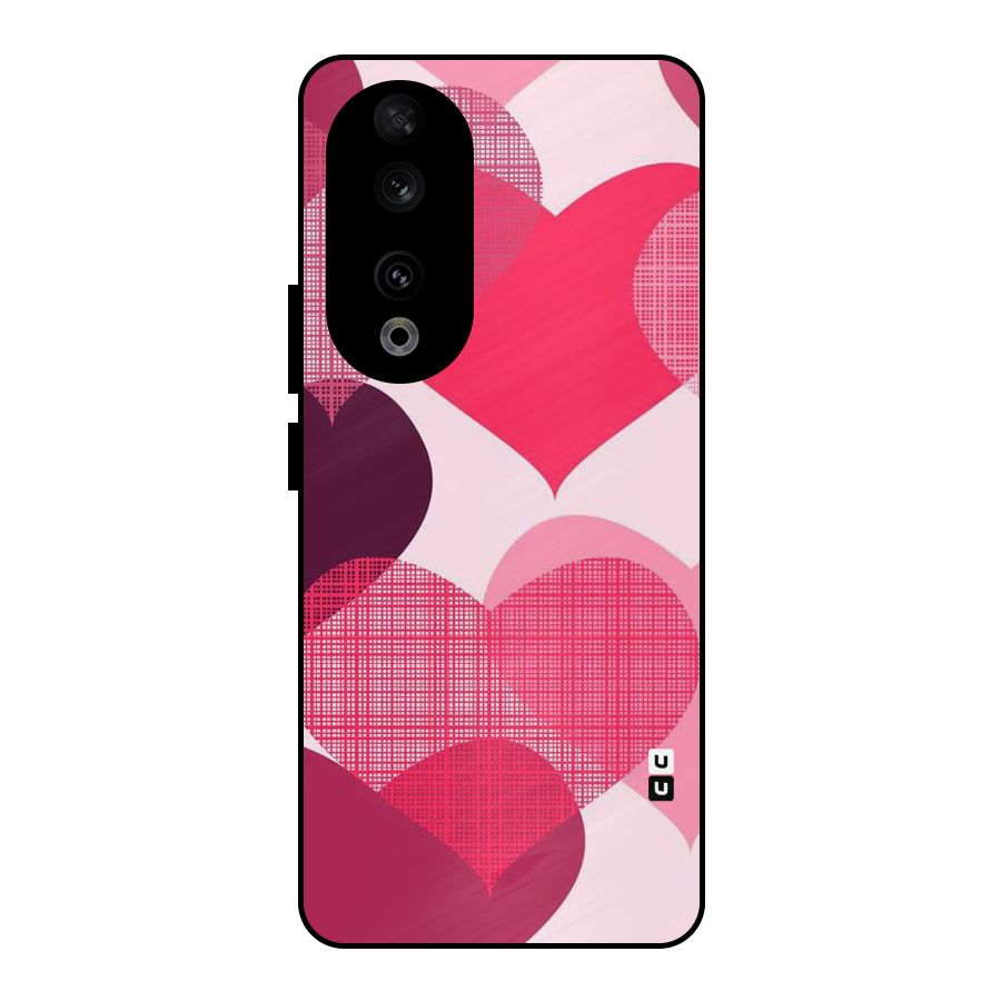 Check Pink Hearts Metal Back Case for Honor 90
