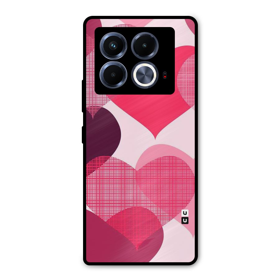 Check Pink Hearts Metal Back Case for Infinix Note 40 5G