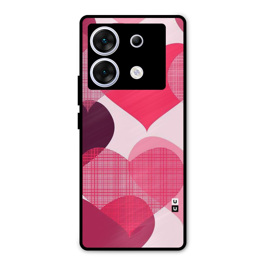 Check Pink Hearts Metal Back Case for Infinix Zero 30 5G