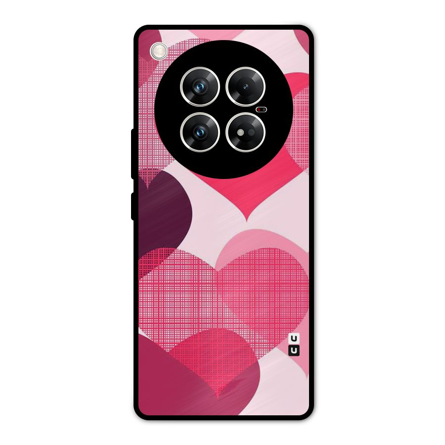 Check Pink Hearts Metal Back Case for Infinix Zero 40 5G