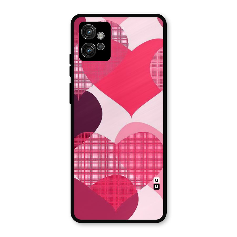 Check Pink Hearts Metal Back Case for Moto G32
