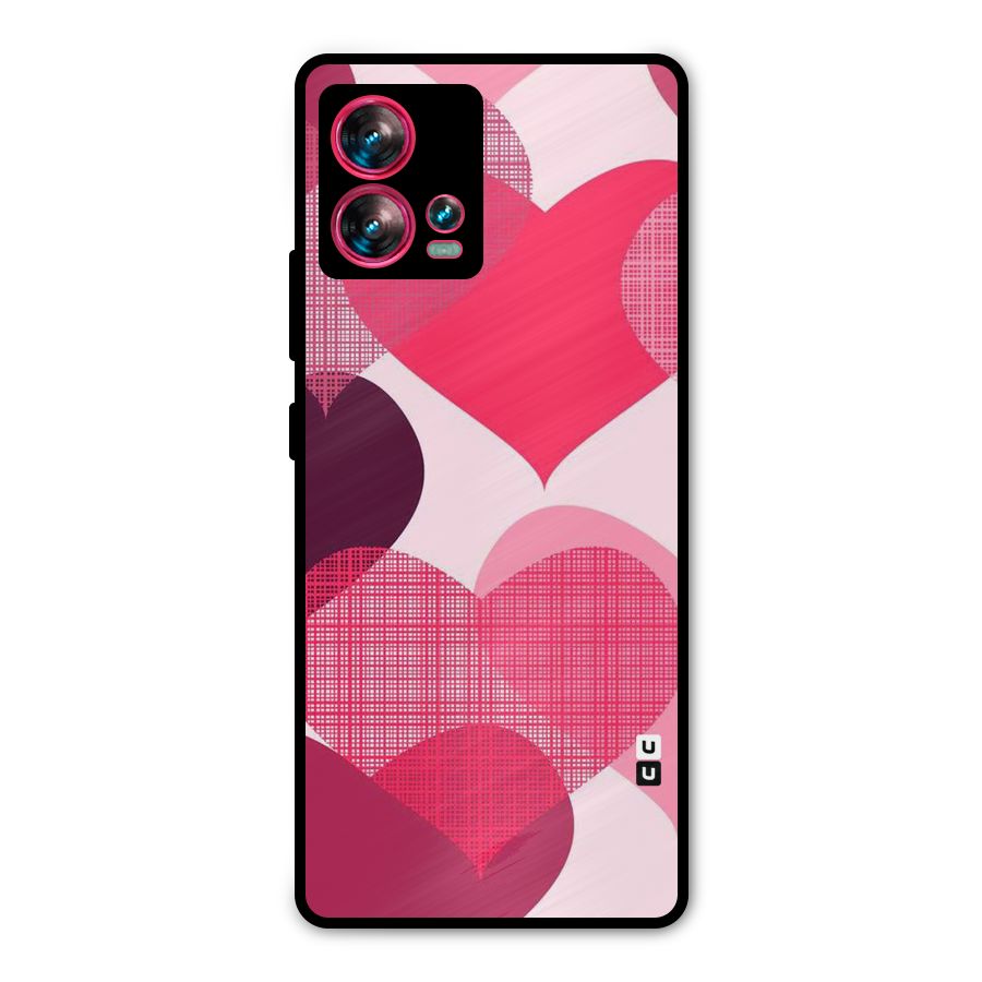 Check Pink Hearts Metal Back Case for Motorola Edge 30 Fusion