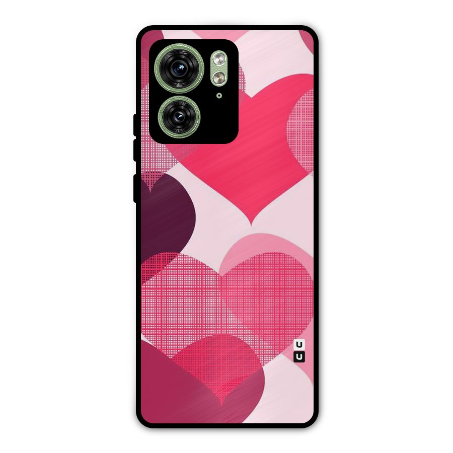 Check Pink Hearts Metal Back Case for Motorola Edge 40 5G