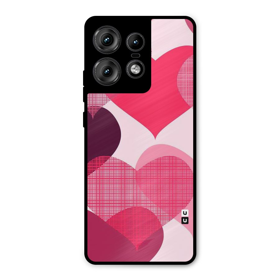 Check Pink Hearts Metal Back Case for Motorola Edge 50 Pro